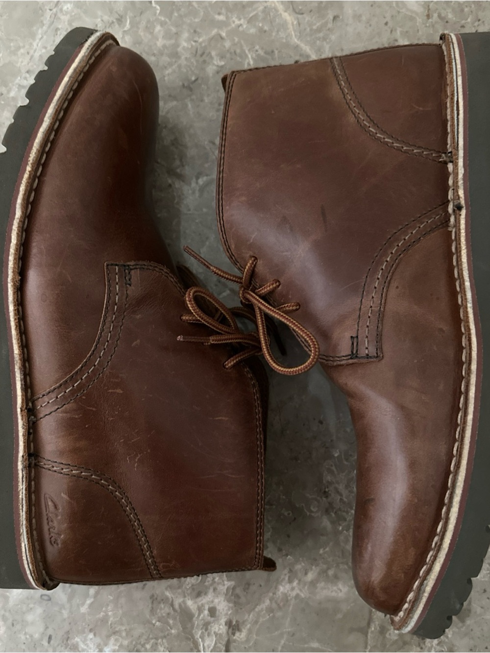 CLARKS BUSHCARE 2 LEATHER CHUKKA ANKLE BOOTS MENS 11.5 SHOES BROWN CASUAL